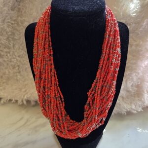 Elegant Orange Beaded Necklace